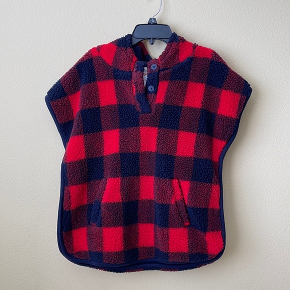 Cat & Jack Plaid Fleece Hooded Poncho - Picture 1 of 7